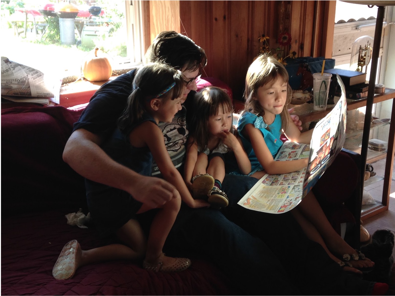 Bill Huntley with his three younger cousins, at the family home.