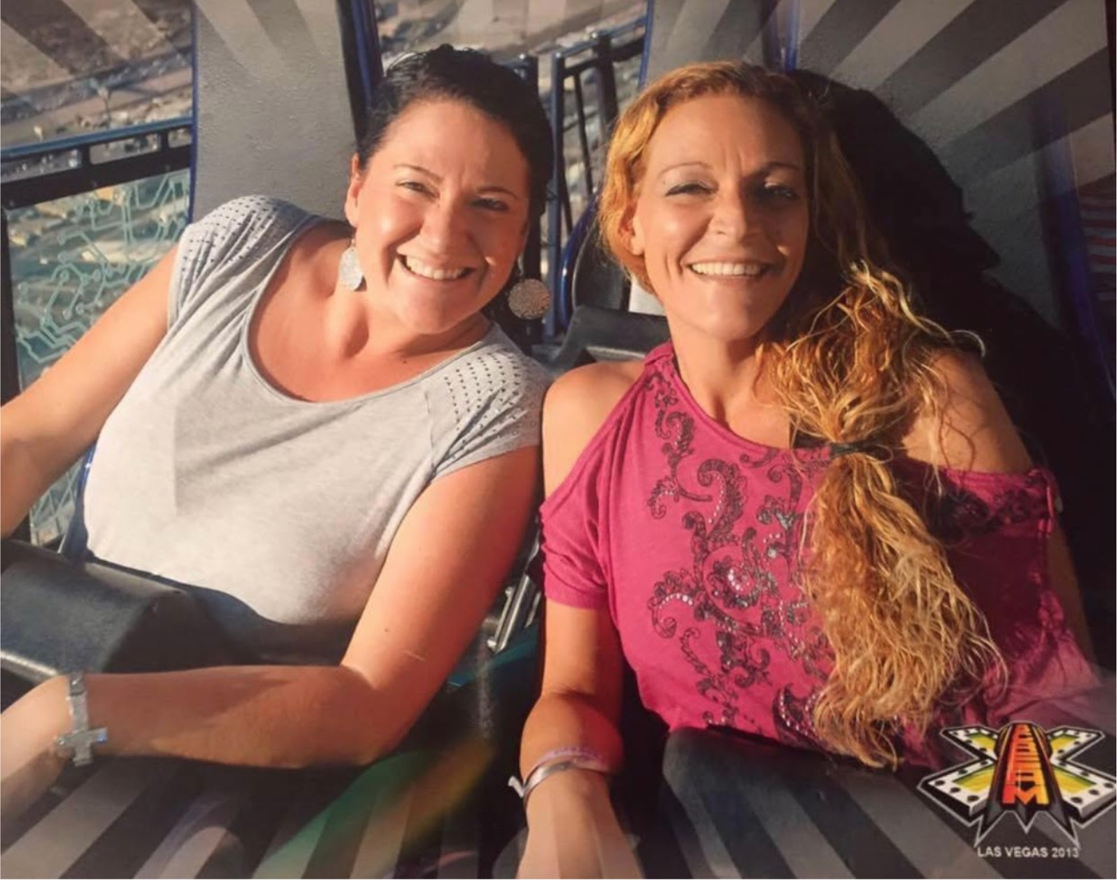 Sisters Kristin Chauvin (left) and Jess Ahearn (right) on a ride in Las Vegas in 2013.