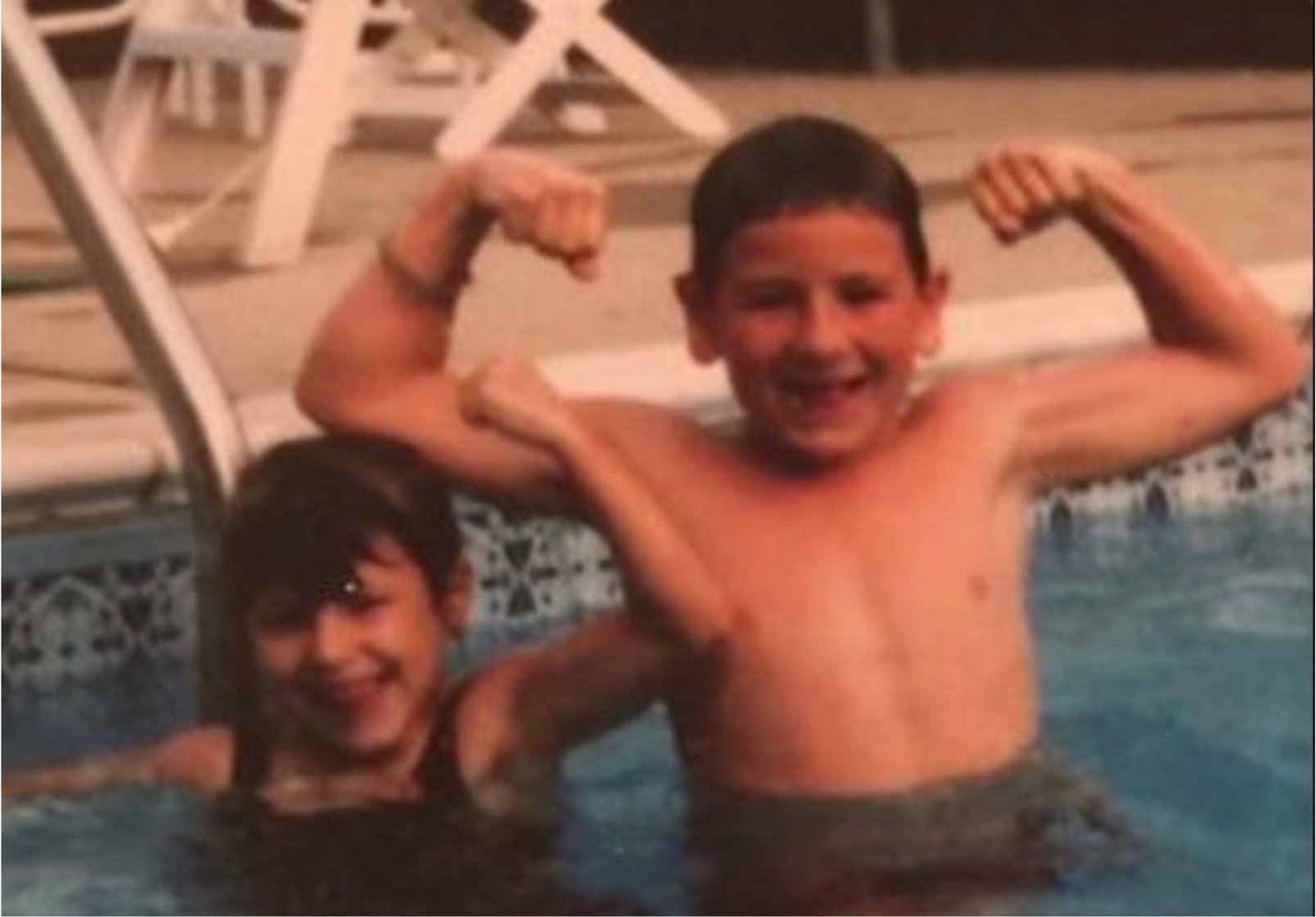 Jamie (5) and Jim (8) hit the pool in North Providence.