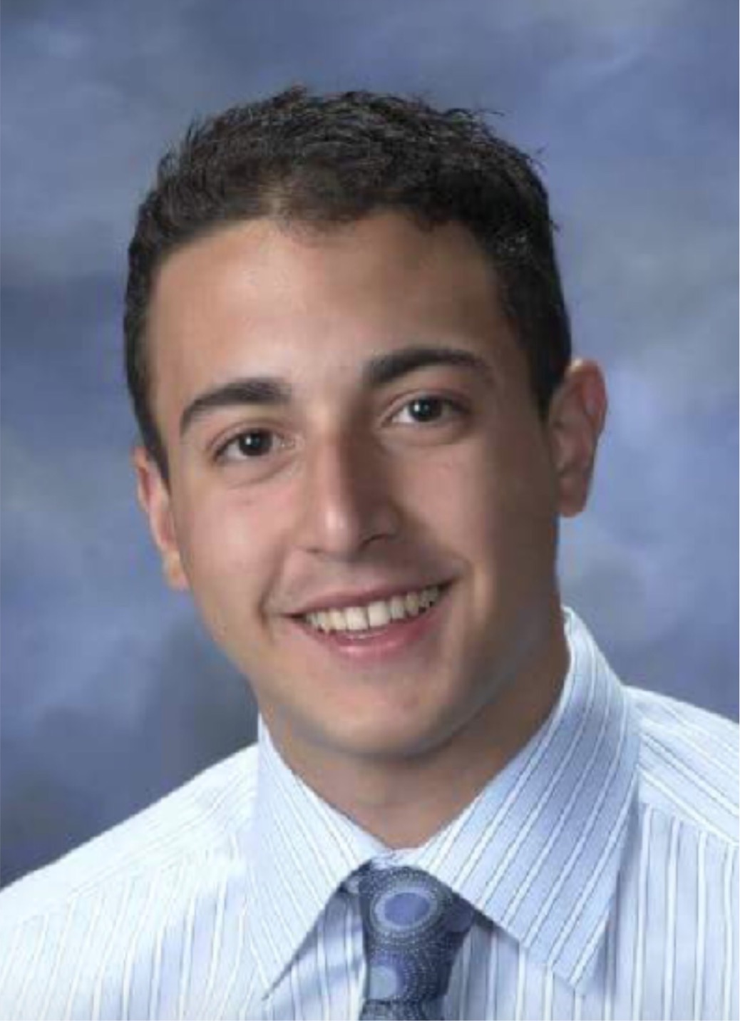 Peter Angelone's senior yearbook photo, Prout High School 2008.
