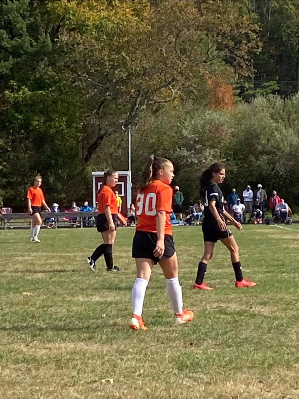 Caedence, #30, competes in a soccer game in October 2020.