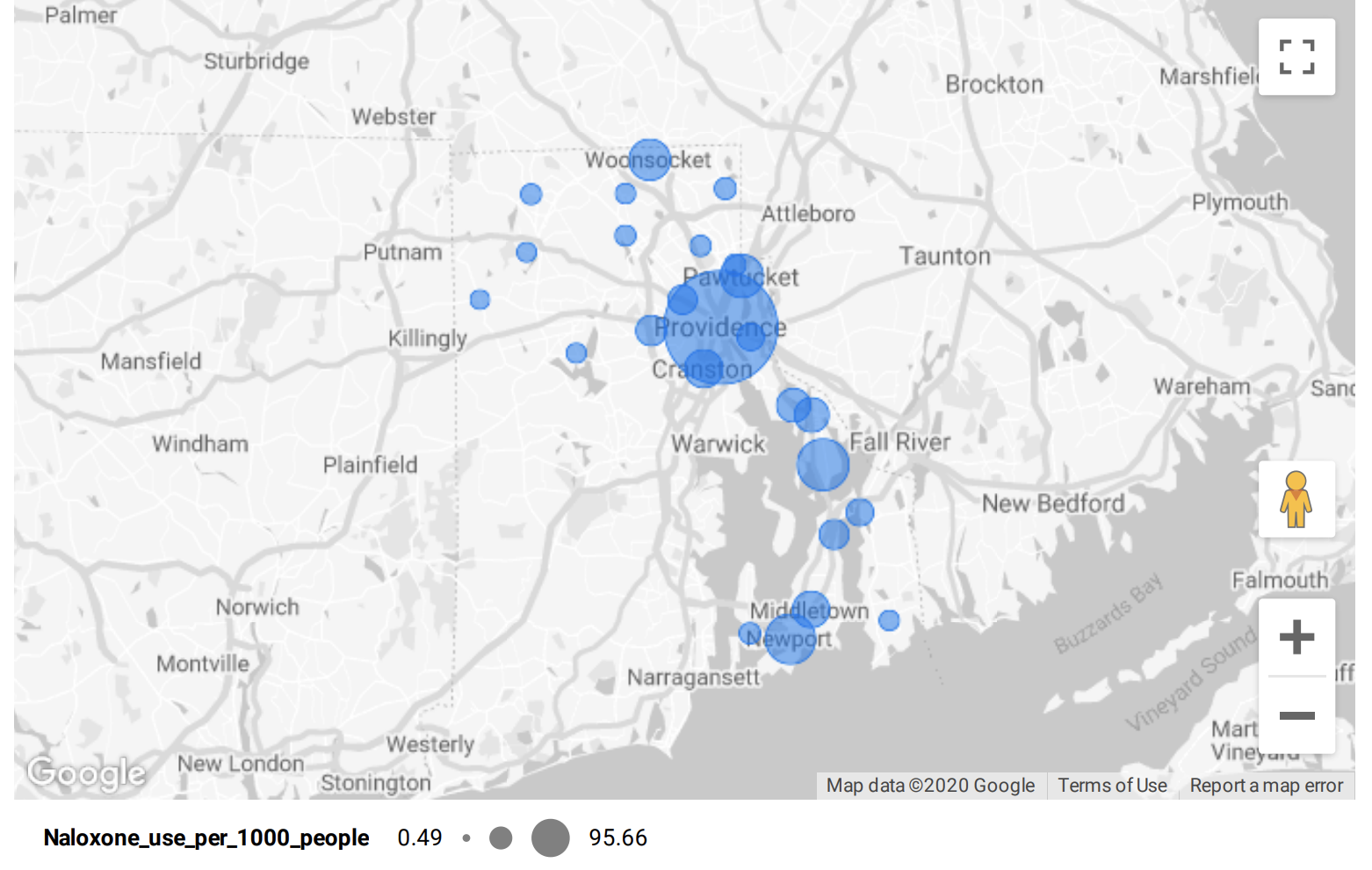 Naloxone Use Per 1000 People